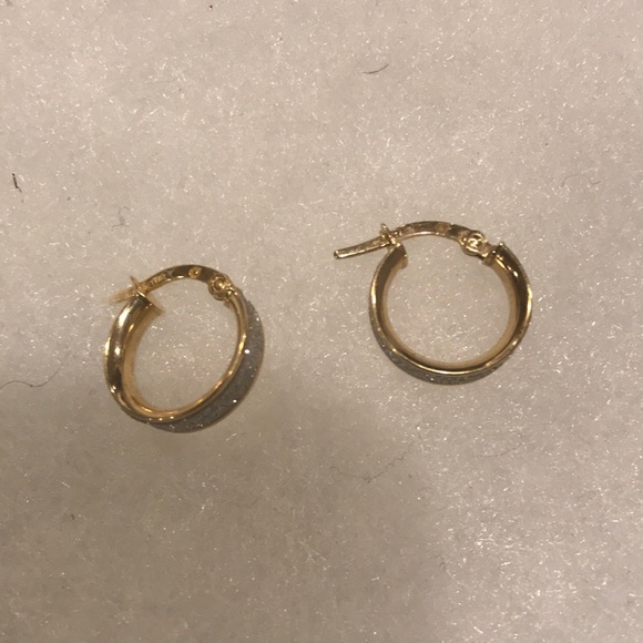 14kt gold hoops w/pave diamonds
